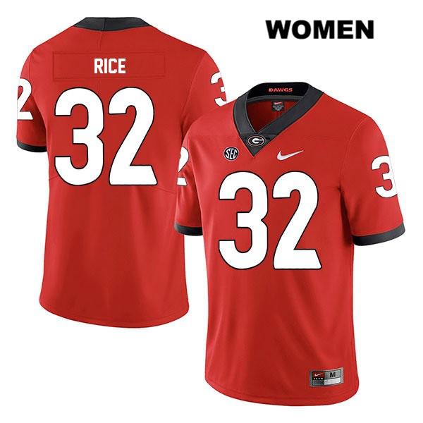 Georgia Bulldogs Women's Monty Rice #32 NCAA Legend Authentic Red Nike Stitched College Football Jersey EBC3056XU
